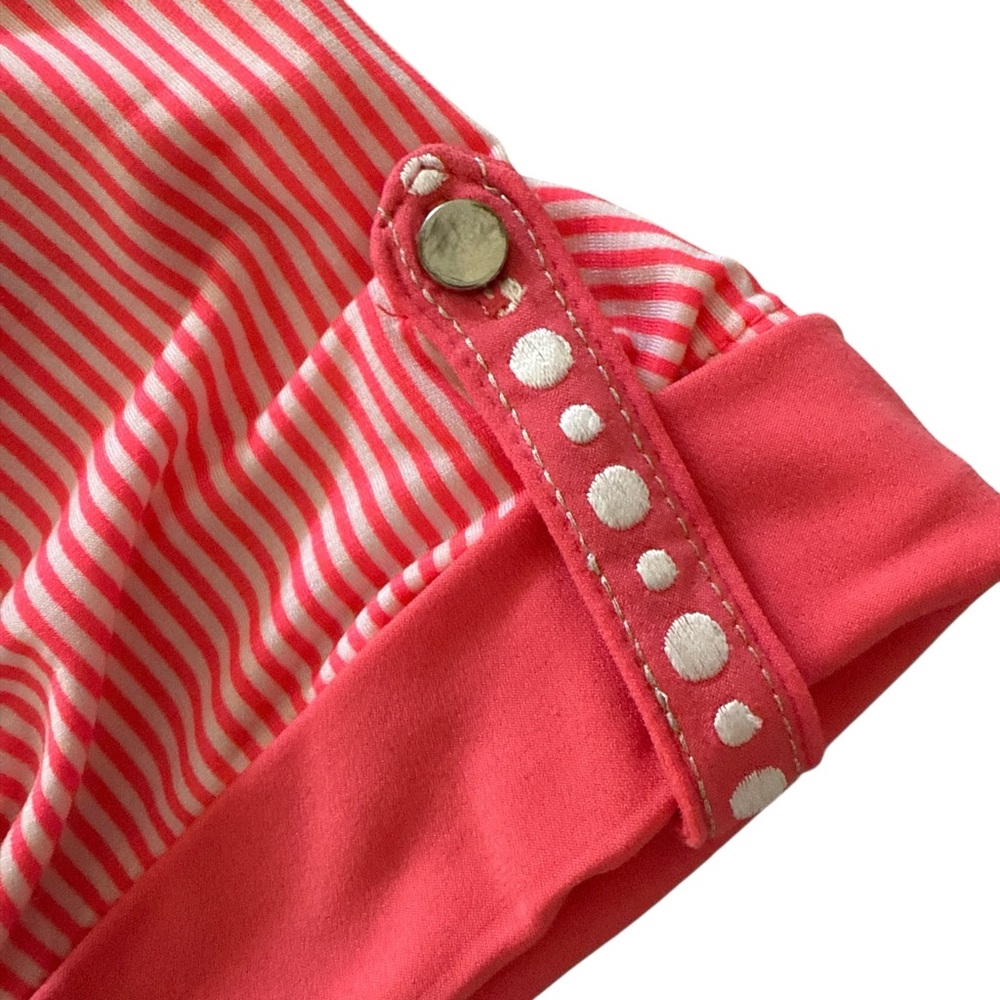 Nygard Top Blouse Tunic Women Petite M Striped Pink White 3/4 Sleeve Stretch - Picture 8 of 14